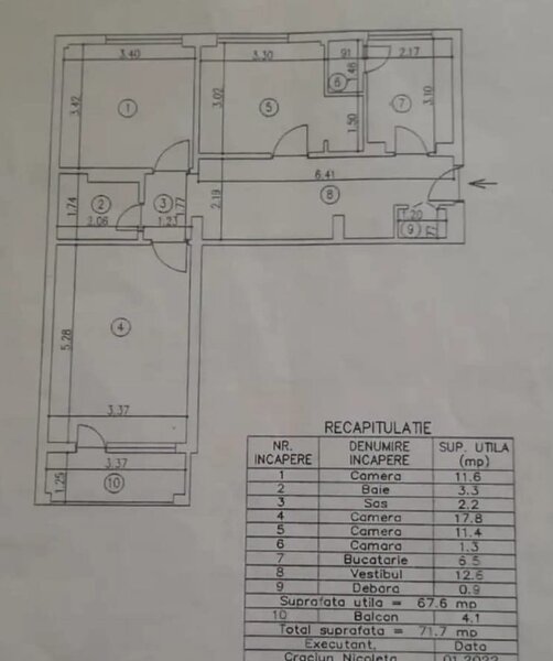 Metrou 1 Decembrie, apartament 3 camere decomandat  69 mp, renovat total.
